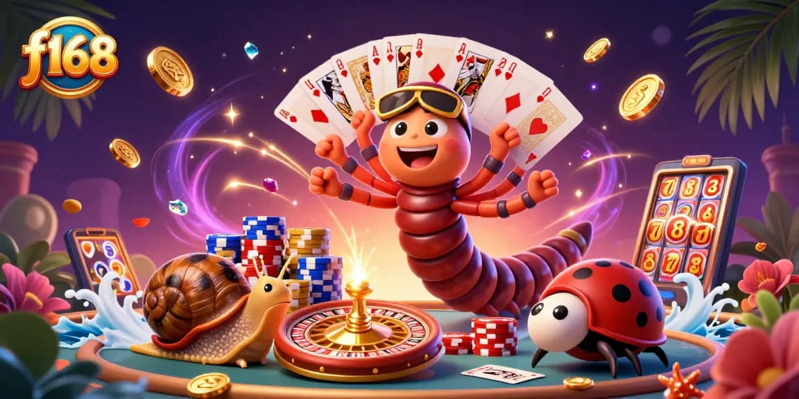 Experience thrilling f168 gaming with our animated casino characters amidst vibrant slot action.