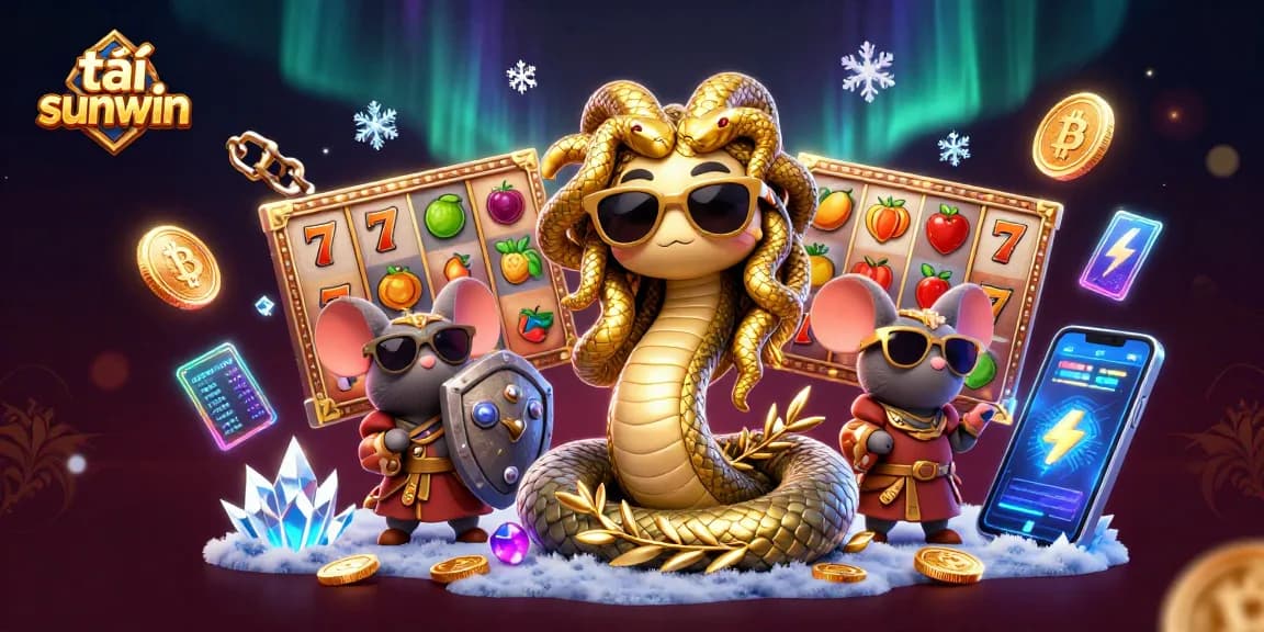 Experience the excitement of tải sunwin with iconic gaming symbols in a vibrant, engaging scene.