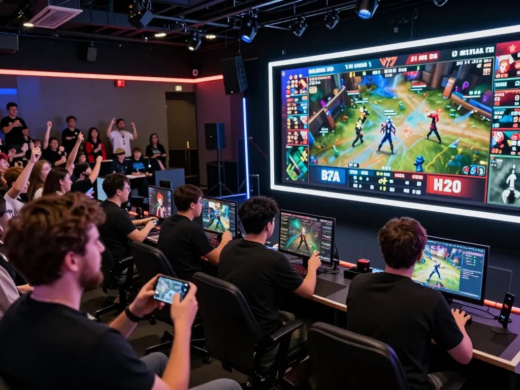 Fans engaging with tr88 to place bets during a live esports match, capturing strategic moments.