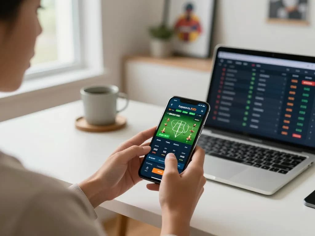 Engaging sports betting session on smartphone with jagoan86 odds displayed prominently