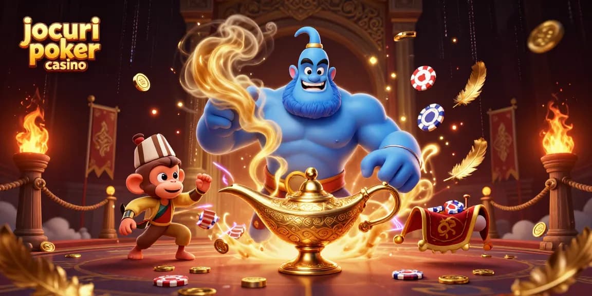 Joacă jocuri poker casino cu personaje colorate și atmosferă plină de detalii în această ilustrație vibrantă.