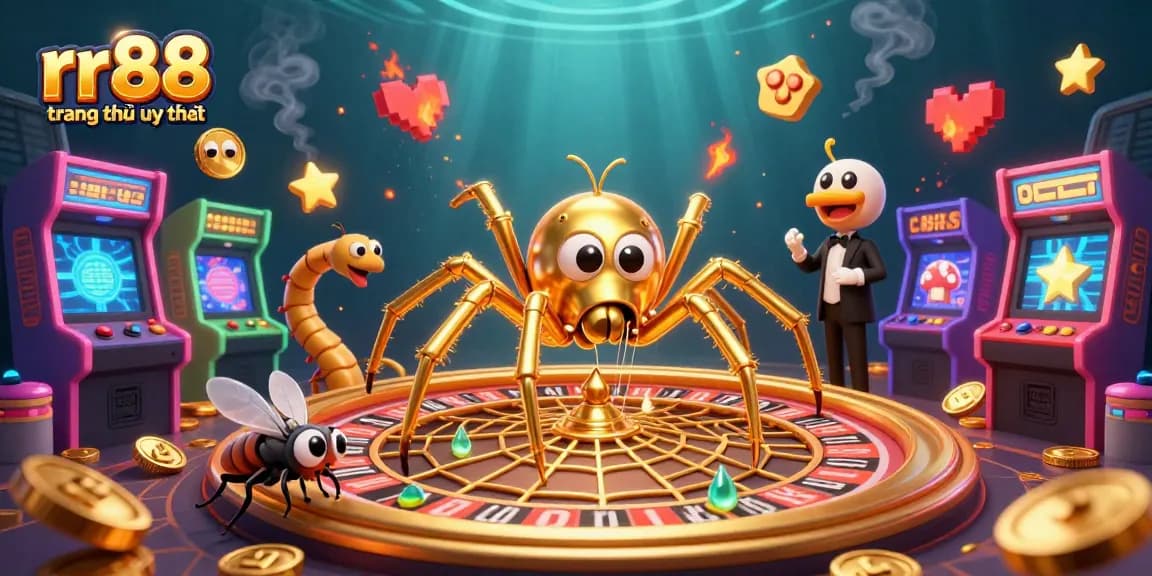 Experience the thrill of rr88 trang chủ uy tín with a dynamic scene of betting illustrated in 3D.