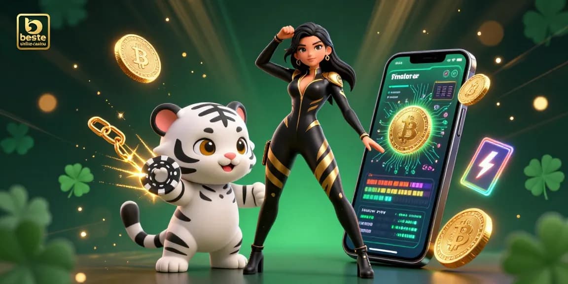 Experience the thrilling action at beste online casinos with vibrant 3D casino elements and characters.