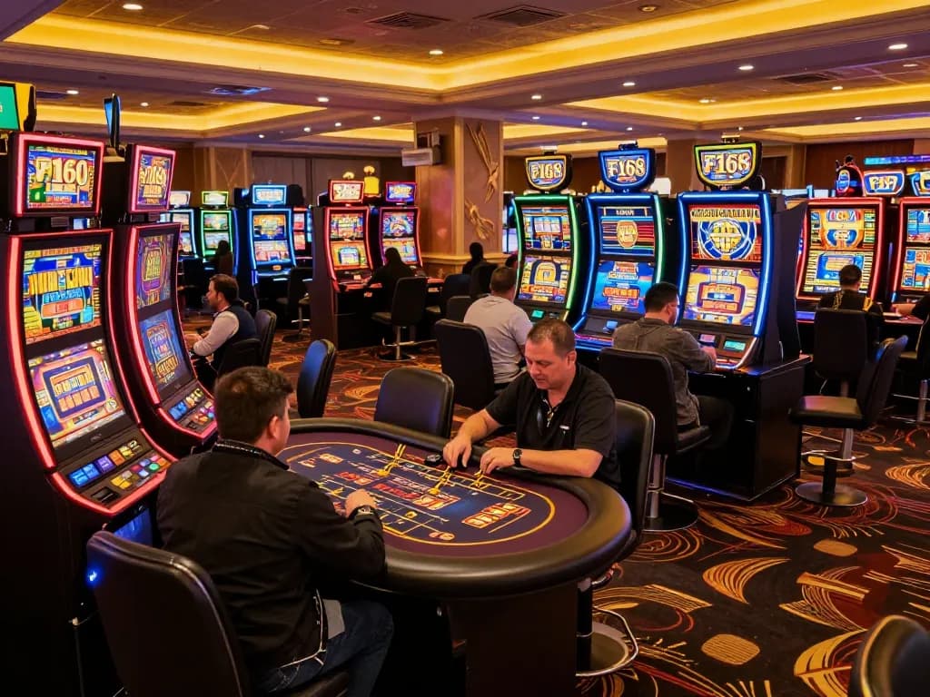 Players enjoying slot machines at F168, showcasing the excitement of online gambling