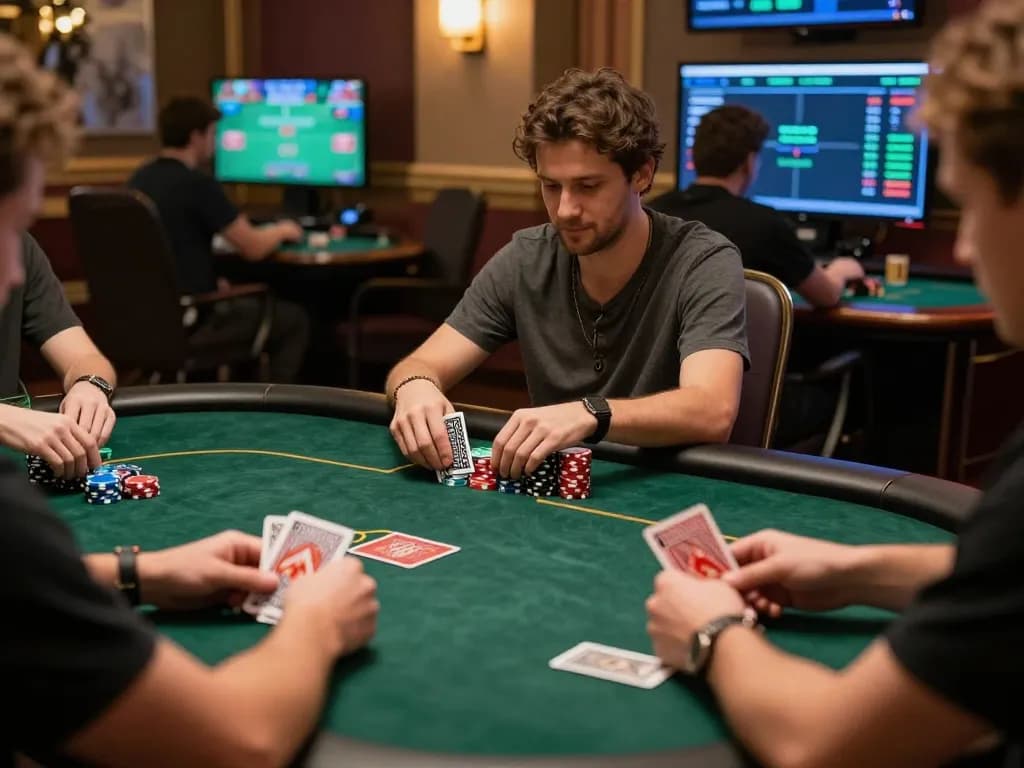 Players engaging in a Kkwin online poker game, showcasing strategies and card holds.