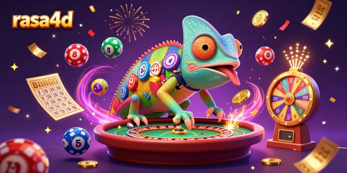 Permainan rasa4d menghasilkan koin emas dengan chameleon pemilik kasino.