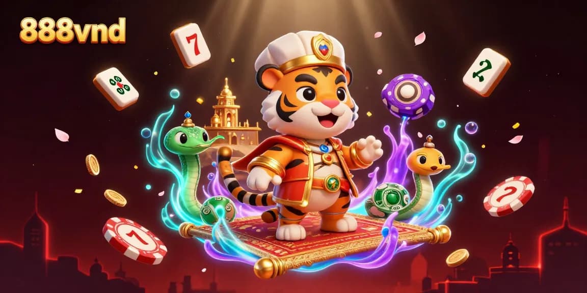Experience thrilling gaming action with 888vnd featuring a majestic sultan and vibrant casino elements.