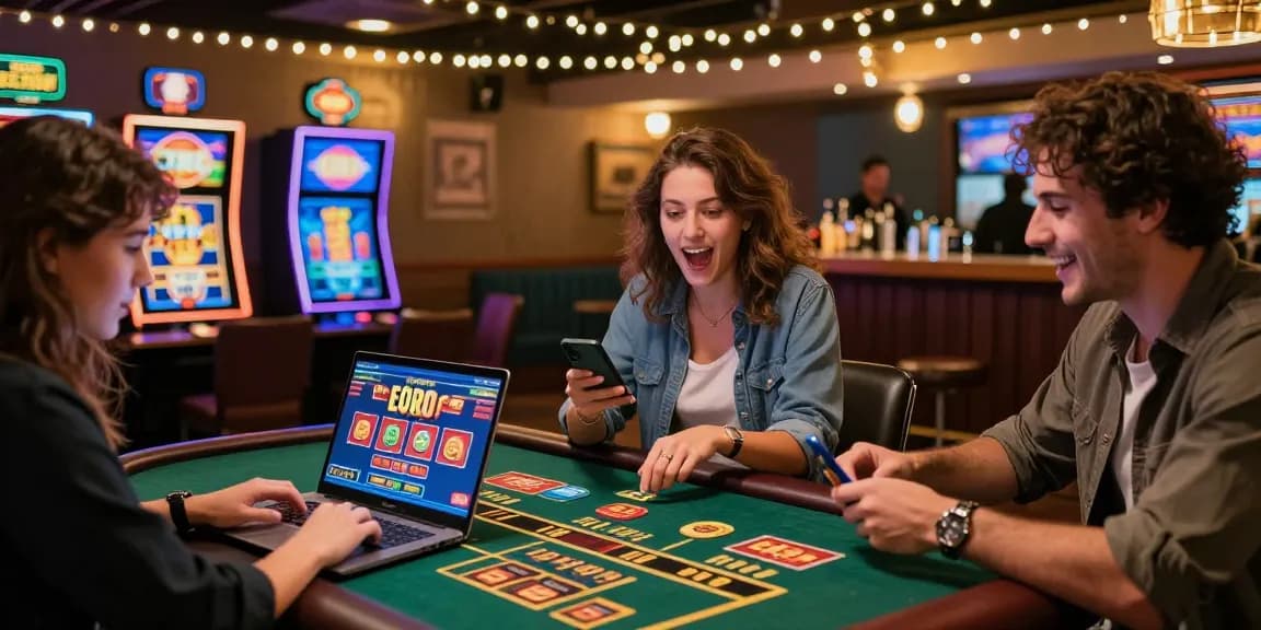 Engaging scene at online casinos that accept credit cards with friends enjoying games and bonuses.