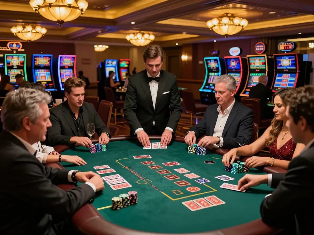 Experience the excitement of blackjack gameplay at casinosscope with players and dealers in action