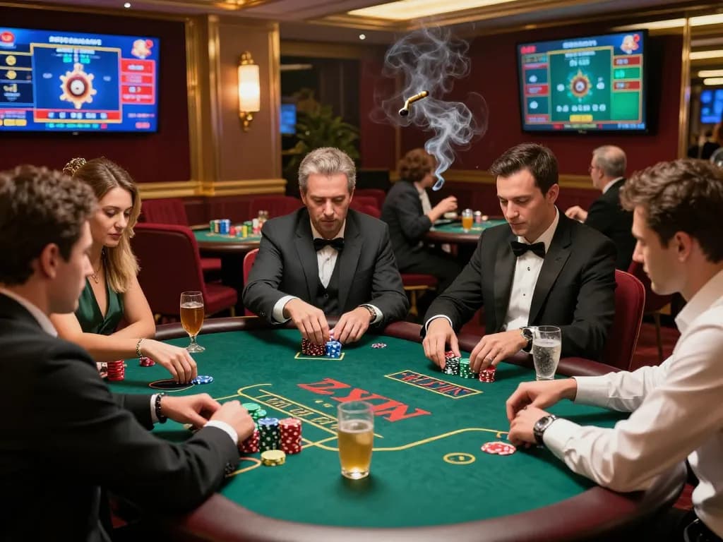 Exciting gambling scene with players enjoying 32win casino games in a stylish ambiance.