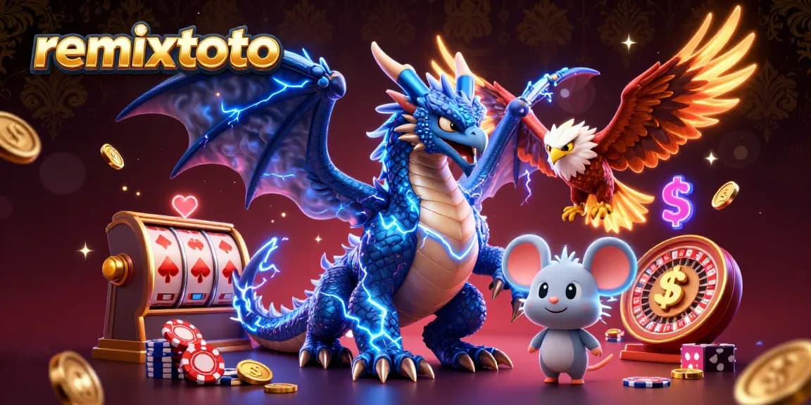 Experience action at remixtoto with an electrifying 3D scene of fantasy casino elements and characters.