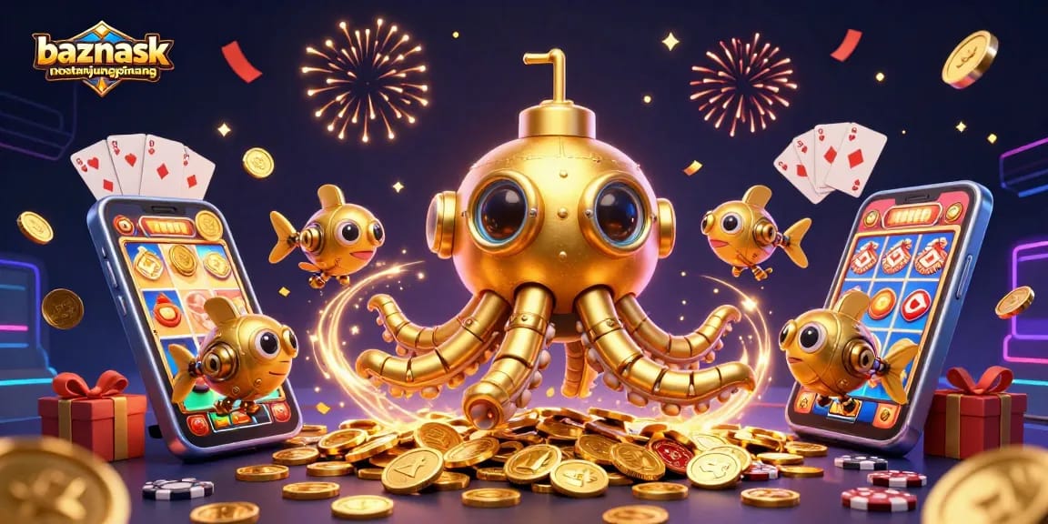 Spin to win with baznaskotatanjungpinang as a golden kraken submarine surfaces through coins.