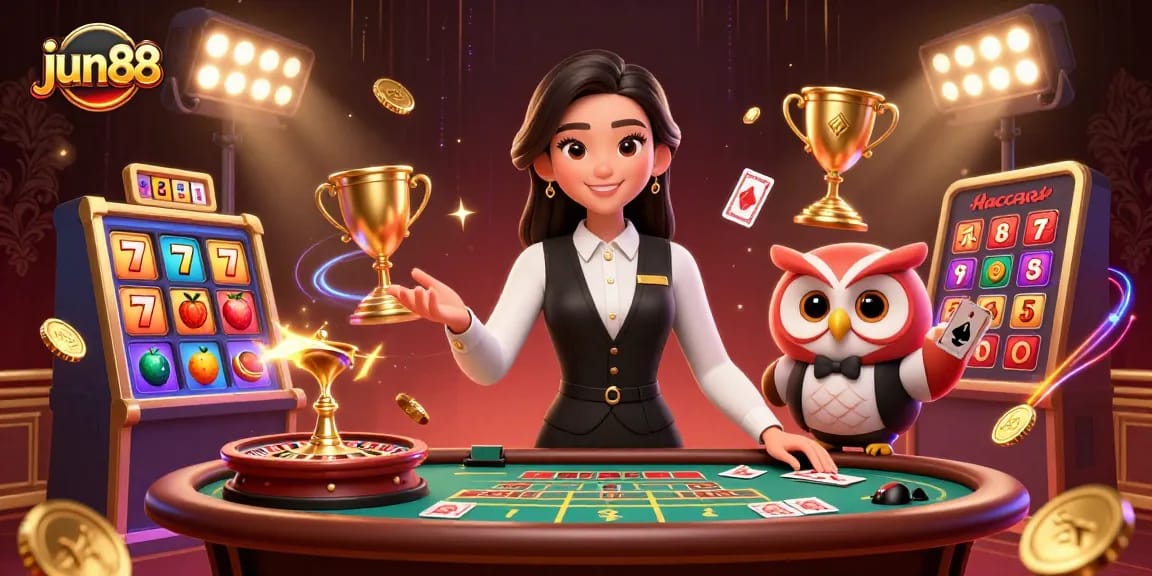 Experience thrilling gameplay at jun88's luxurious baccarat table with professional dealers.