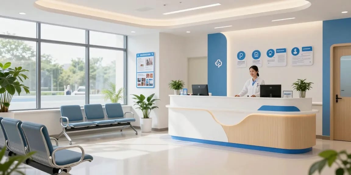 David Hoffmeister reviews at a medical clinic showcasing patient care and wellness services.