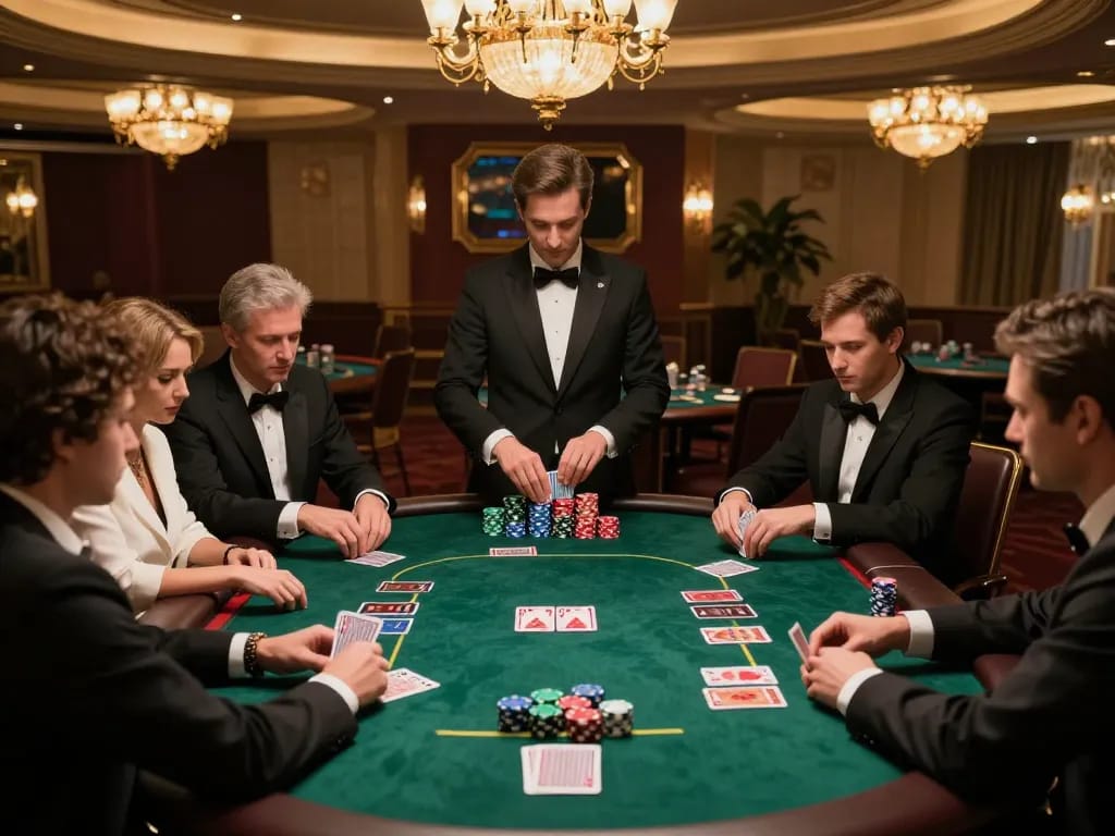 Players engaged in a competitive game at LV88 poker table, showcasing strategic gameplay.