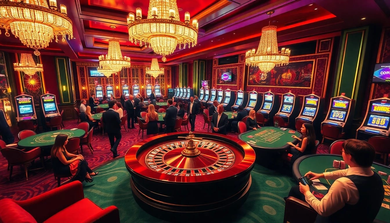 SODO CASINO setting with luxury roulette wheel and vibrant poker tables showcasing excitement.