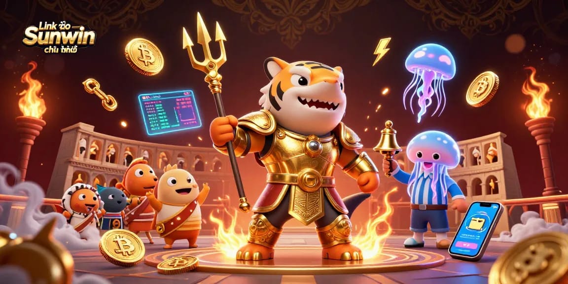 Engage in thrilling action at Link vào Sunwin chính thức with a vibrant 3D casino scene featuring unique characters.