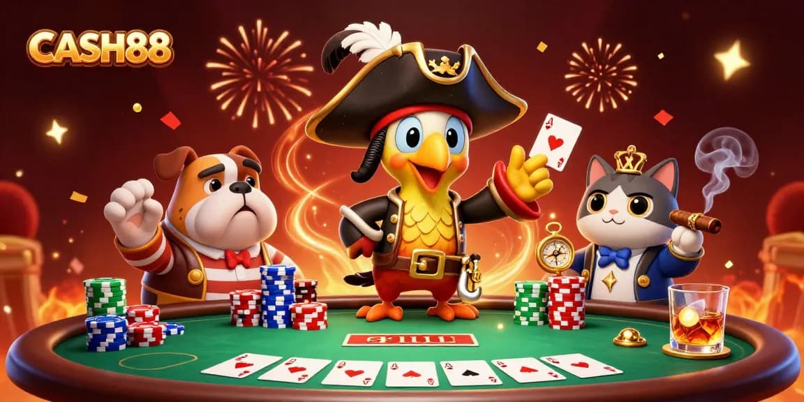 Experience exciting gameplay at CASH88 with vibrant poker and casino elements in a fun-filled scene.