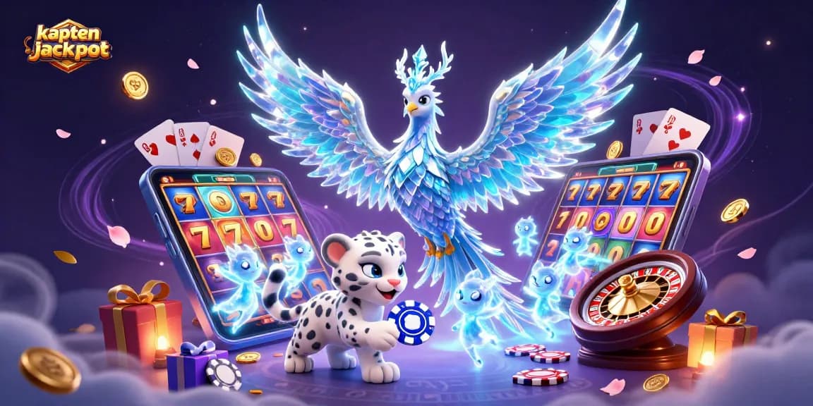 Experience the thrill of kaptenjackpot with an engaging 3D casino scene featuring vibrant slot games and exciting characters.