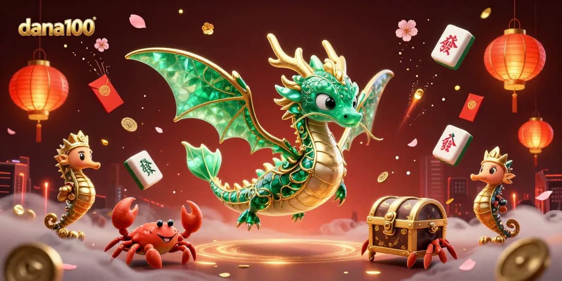 Engage in thrilling gaming at dana100, featuring a captivating sea dragon and vibrant casino elements.