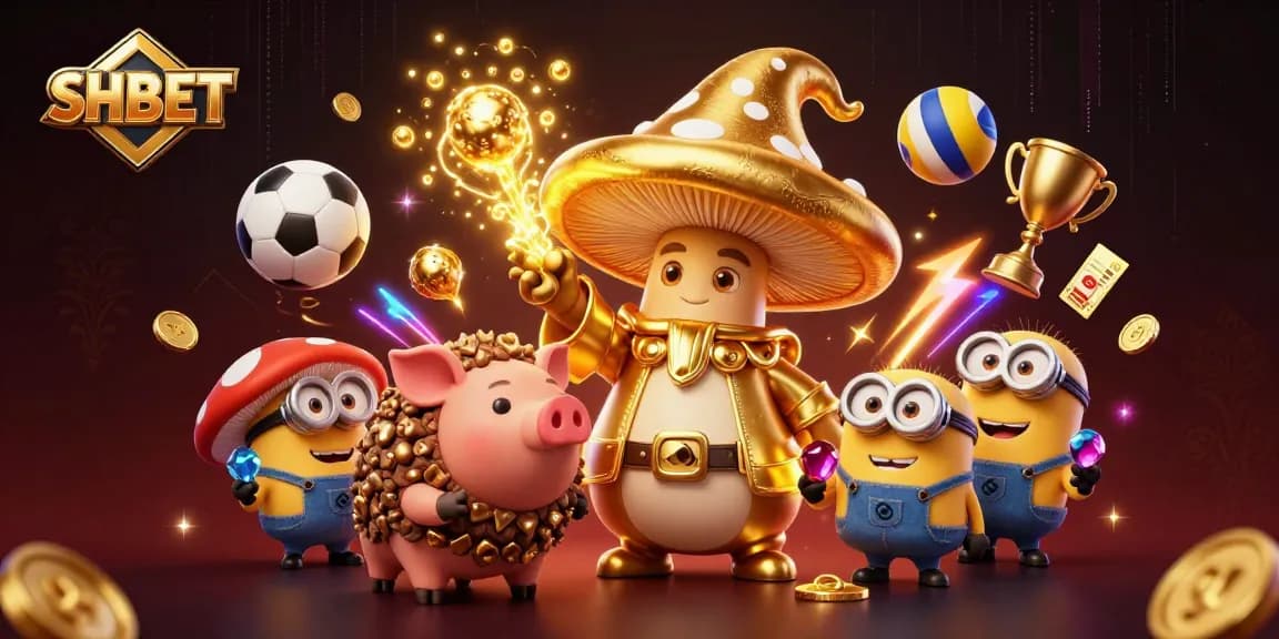 Experience thrilling SHBET magic through a 3D cartoon wizard transforming treasures at a vibrant casino scene.