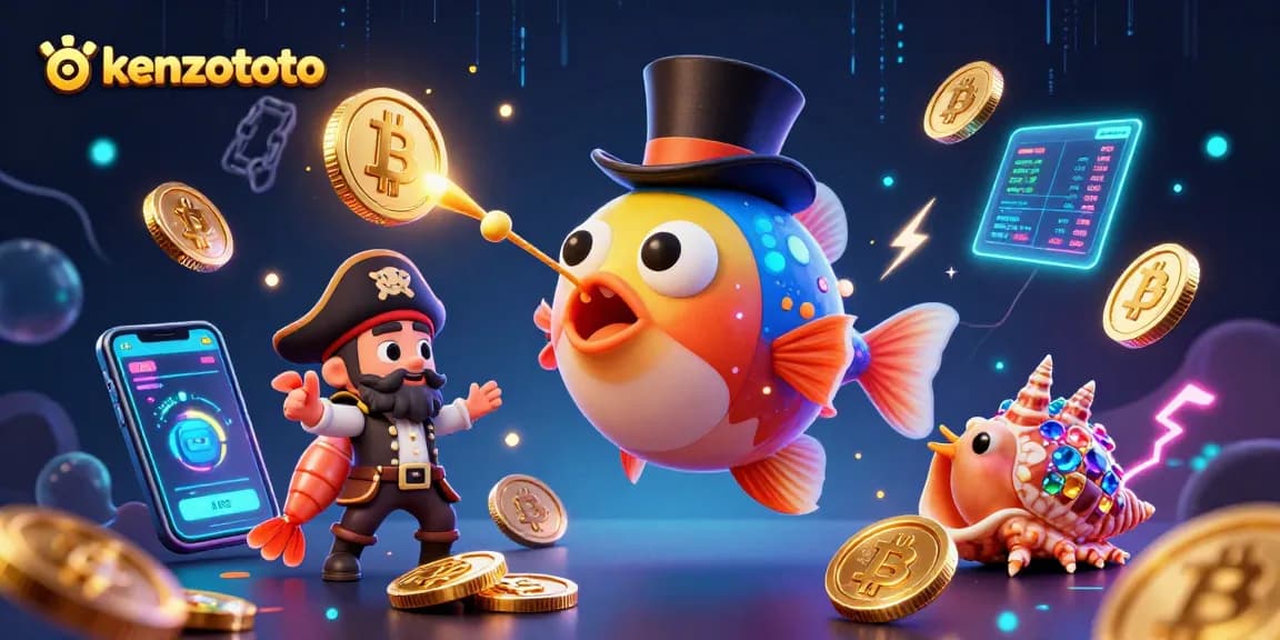 Spin the reels with kenzototo as the anglerfish attracts coins in a vibrant, underwater casino.