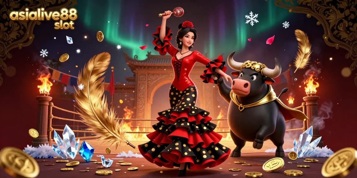 Engage with asialive88 slot in this vibrant 3D casino illustration showcasing dynamic characters and game elements.