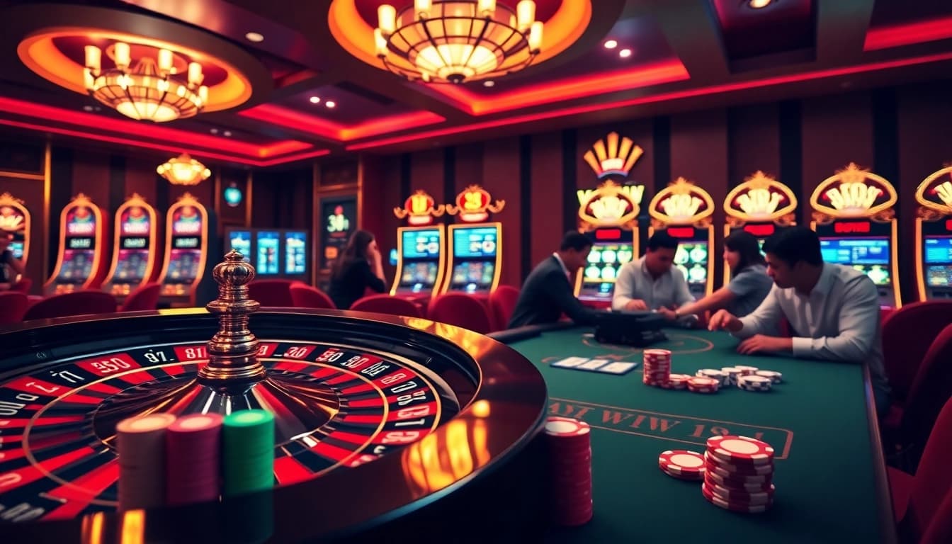 Experience intense gameplay at 13win with vibrant casino tables and exciting slot machines.