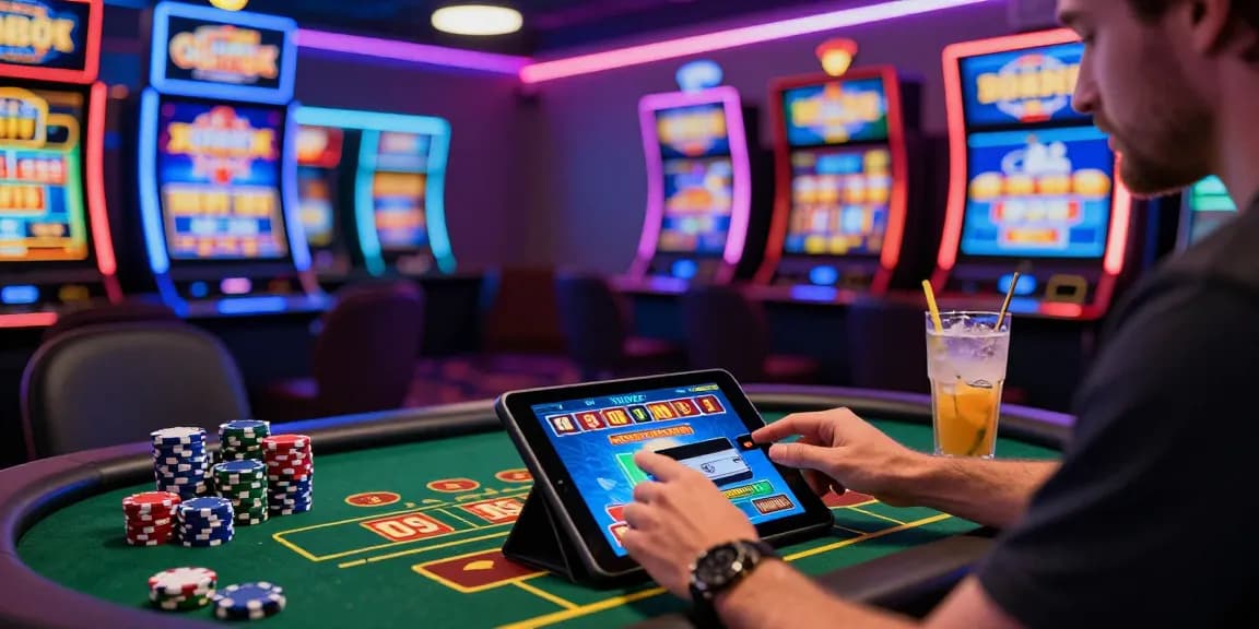 Exciting gameplay at the best casinos for credit cards featuring colorful slot machines and vibrant gaming atmosphere.