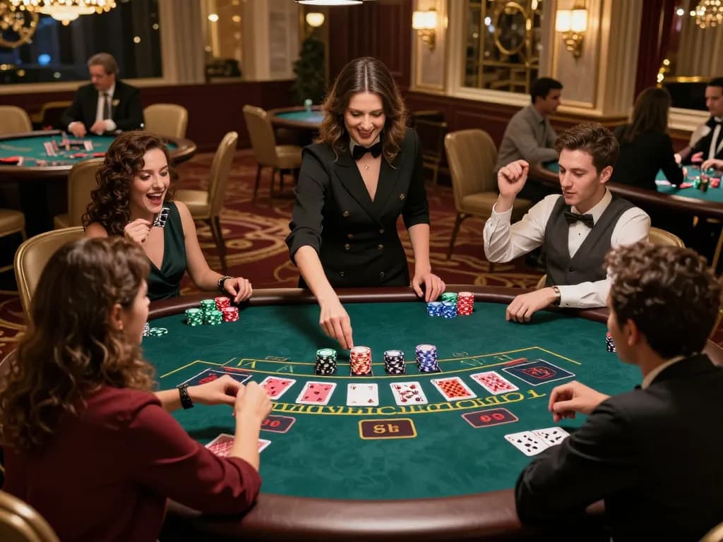 Experience the excitement of lc88 at a vibrant Baccarat table with players cheering together.