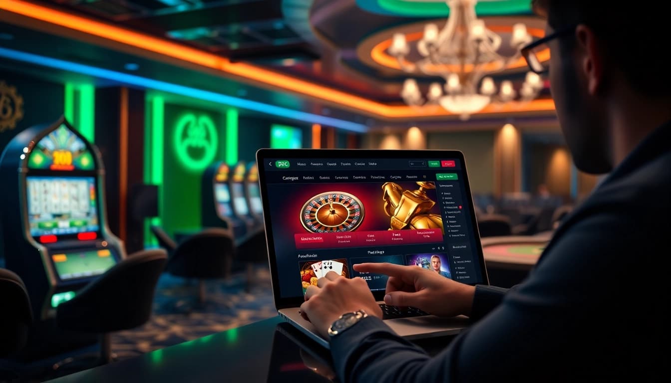 Player engaging with the kinggaruda138 online casino interface, highlighting excitement and professionalism.