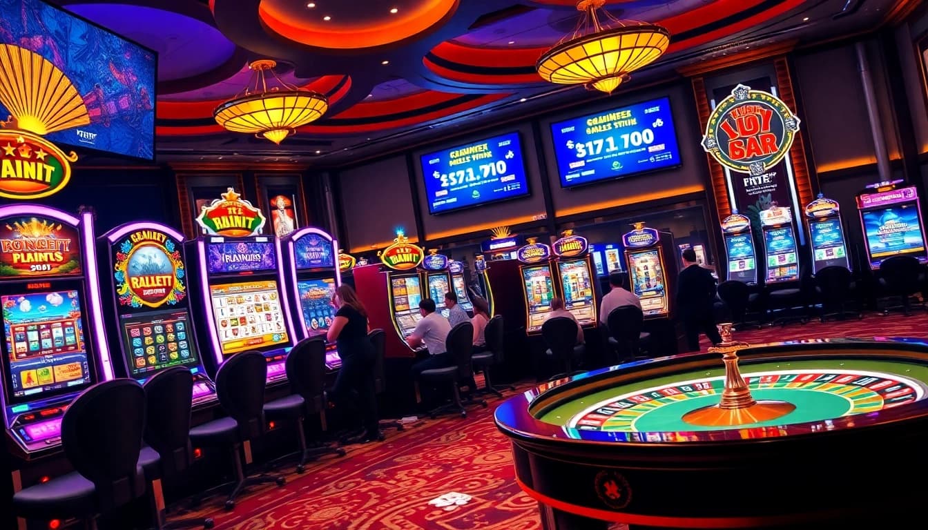 Engaging players enjoying the thrilling experience of slot gacor machines in a luxurious casino.