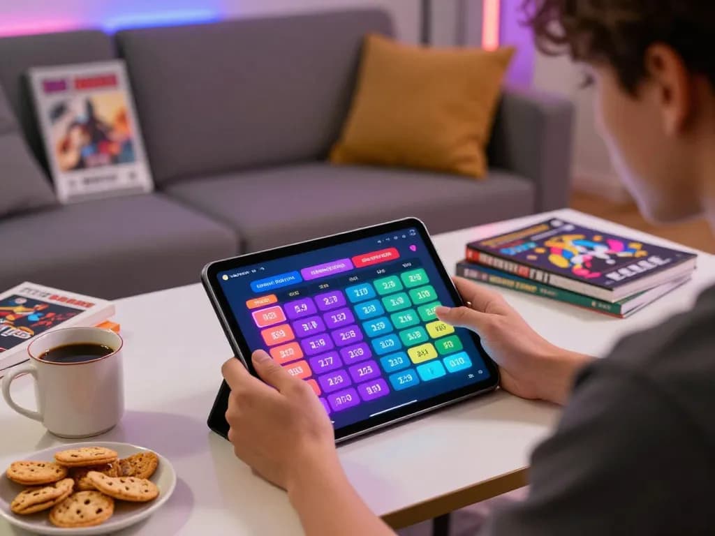 Permainan toto togel yang menarik di tablet dalam suasana rumah yang nyaman