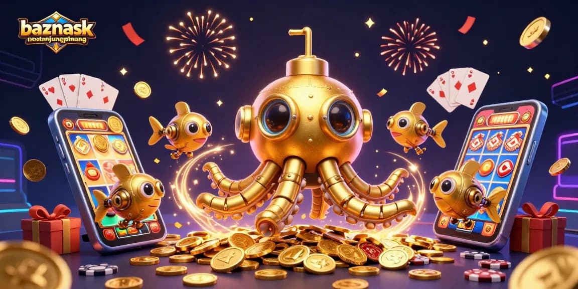 Spin to win with baznaskotatanjungpinang as a golden kraken submarine surfaces through coins.