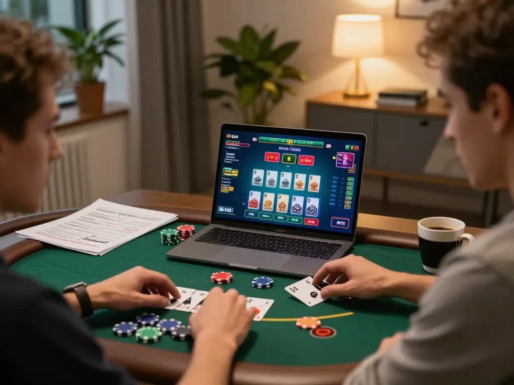 Engaging in online blackjack at home with lsa platform, showcasing strategic gameplay and relaxing atmosphere.