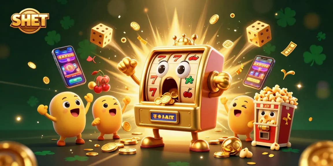 Experience thrilling wins with SH BET's vibrant casino illustration featuring lively slot machines!