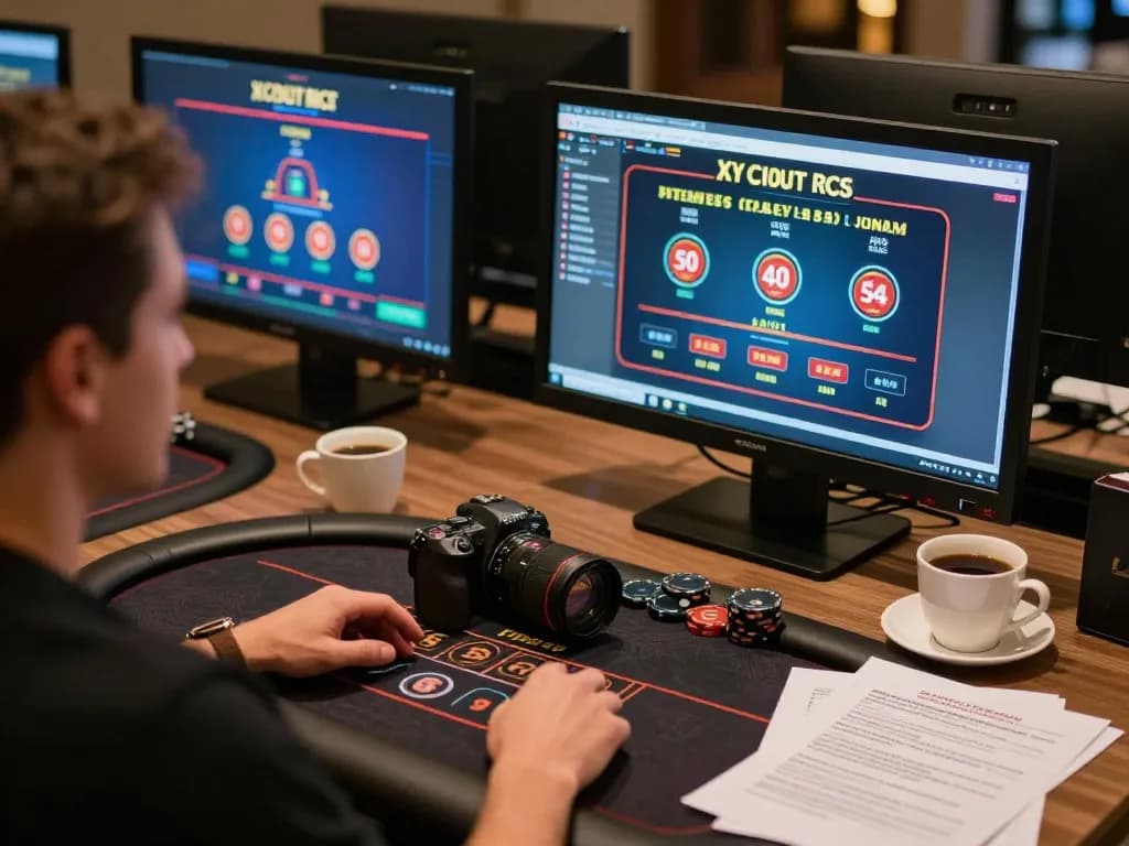 Engaging online gambling scene with a player focused on god55 games and strategies, demonstrating serious gameplay.