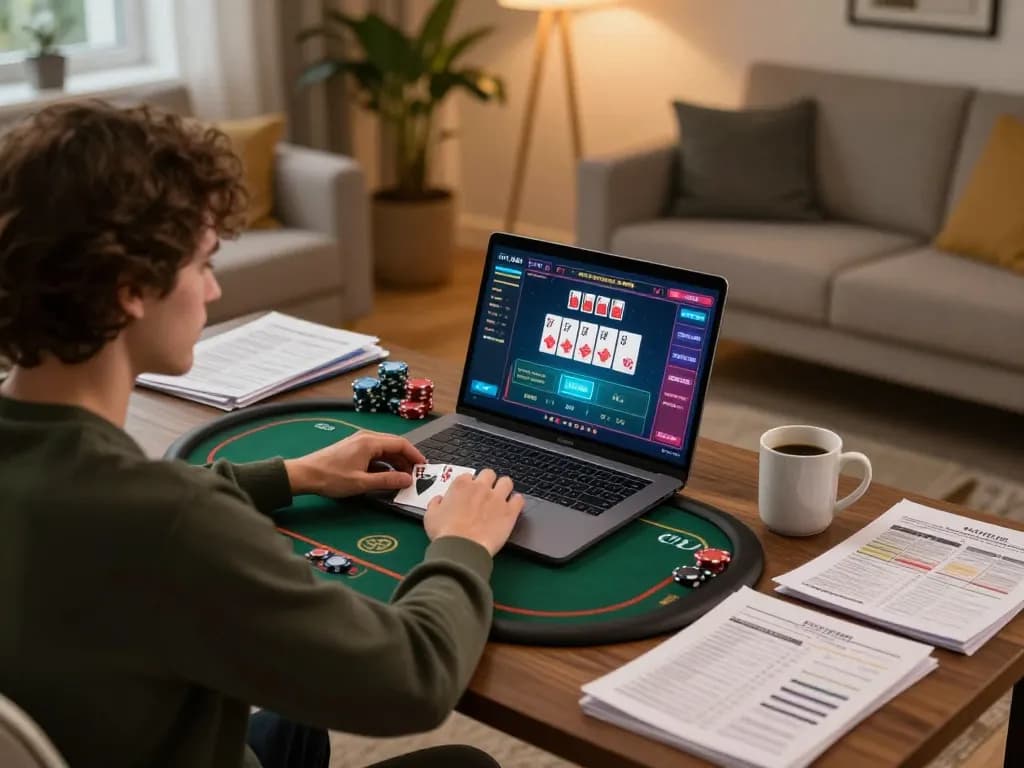 Engaging in strategic gameplay on tg88 online poker platform from a cozy home setting