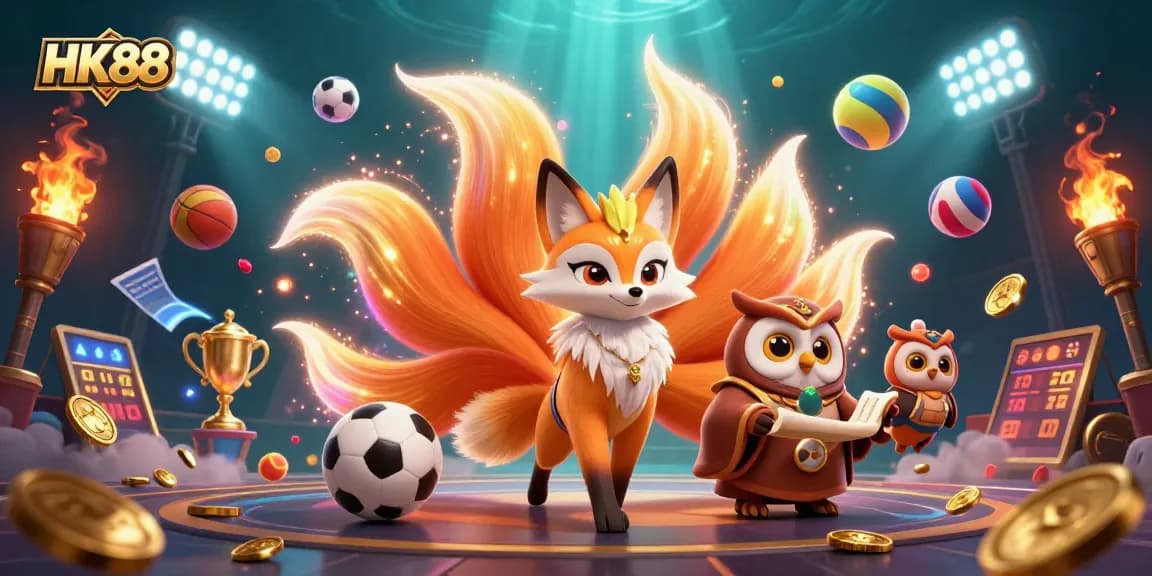 Experience thrilling gameplay at HK88 featuring vibrant elements like glowing sports balls and characters.