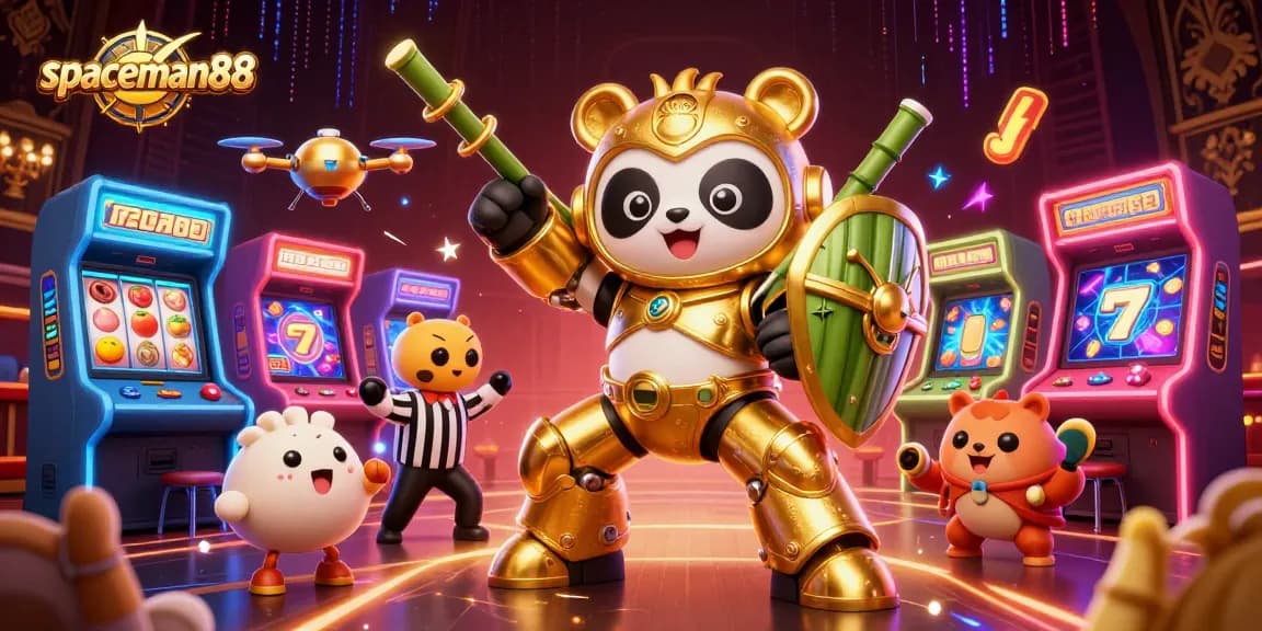 Experience exciting wins with spaceman88 in this vibrant casino-themed 3D illustration.