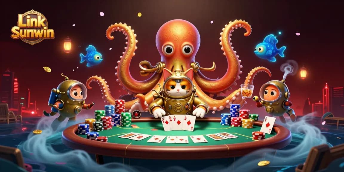 Experience thrilling gaming adventures at Link Sunwin with a vivid underwater casino scene.