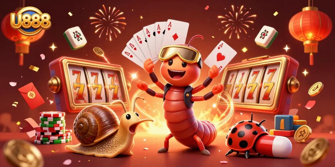 Experience thrilling gameplay at U888 with vibrant characters and festive casino elements.