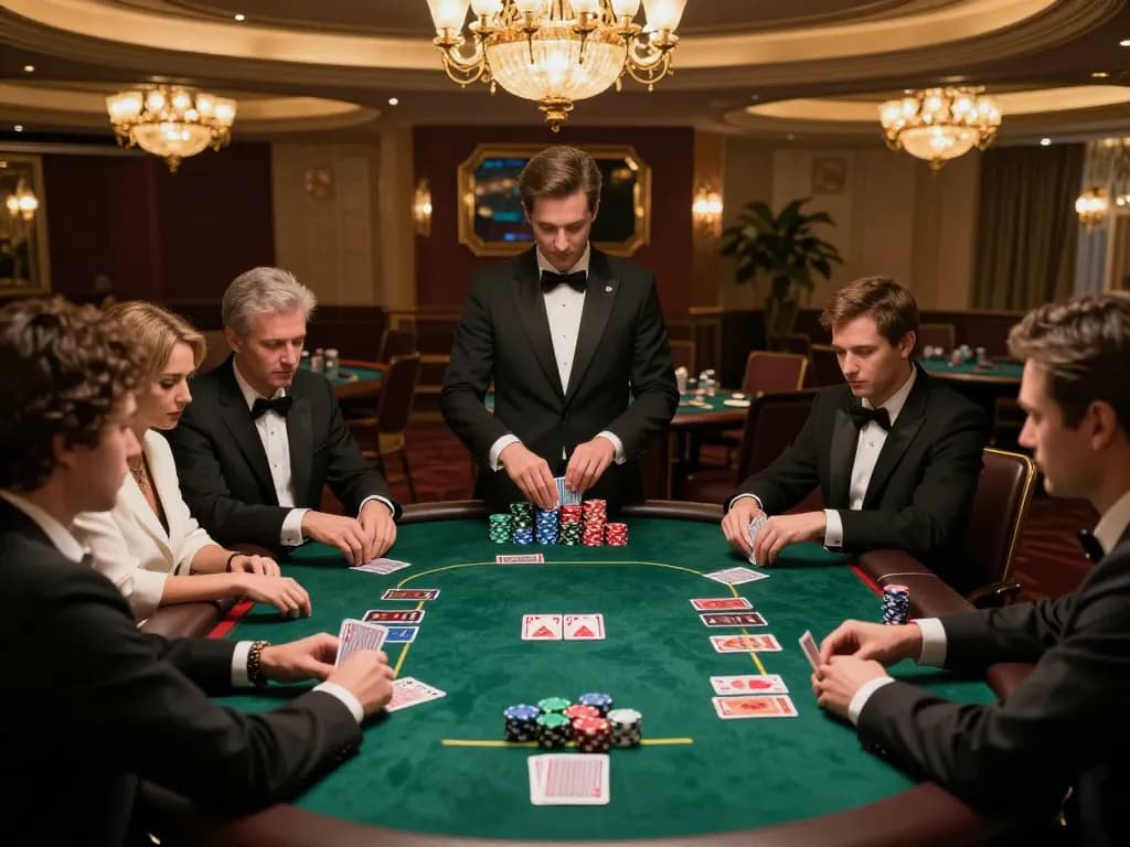 Players engaged in a competitive game at LV88 poker table, showcasing strategic gameplay.