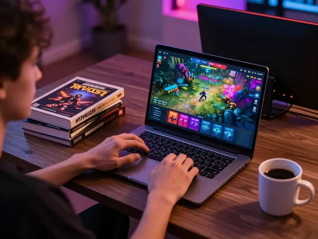 Logging into HYTW3339 platform from a stylish home gaming setup, focused on responsible gambling.