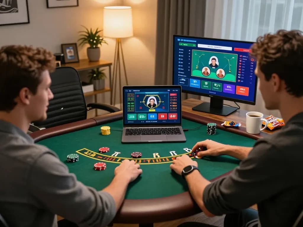ku88 player engaging with a live dealer game on a laptop during an exciting online gambling session