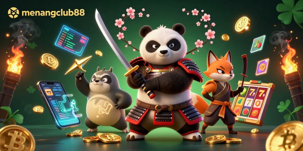 Engage in thrilling gaming with menangclub88, showcasing dynamic characters and crypto elements.