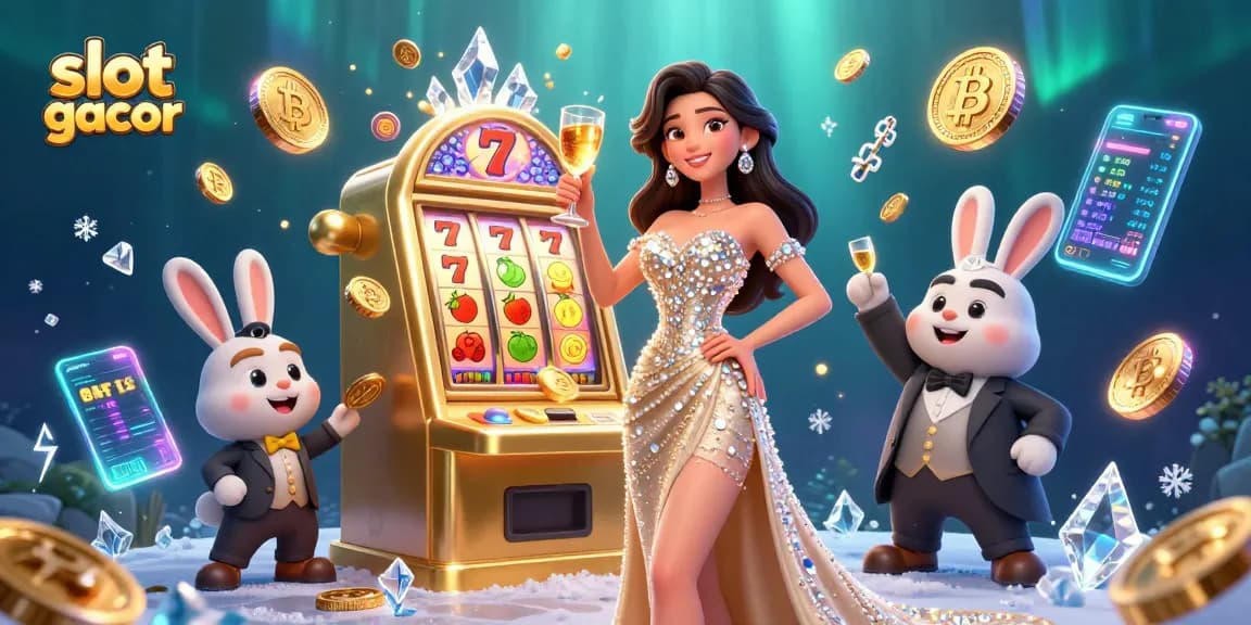 Experience the thrill of slot gacor with stunning visuals of a jackpot scene featuring dynamic casino elements.