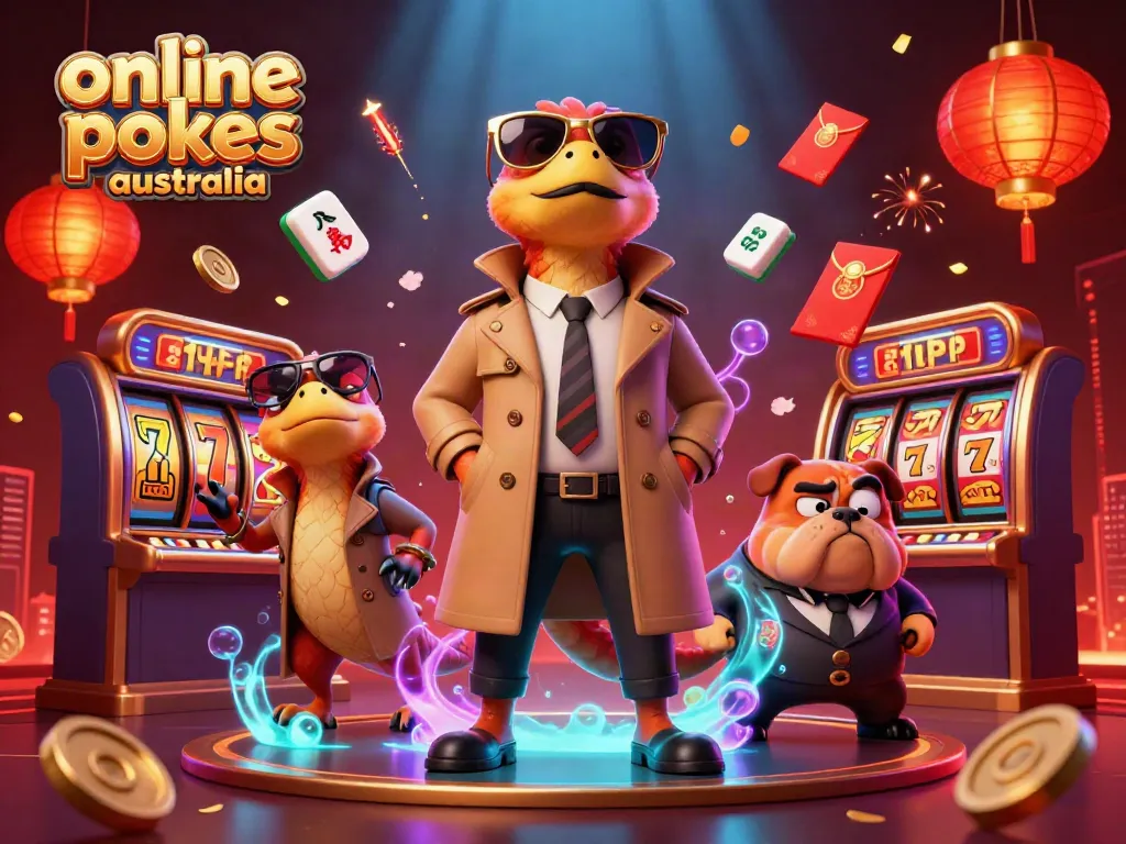 Experience online pokies Australia through a fun illustration of raptors in disguise entering a casino.