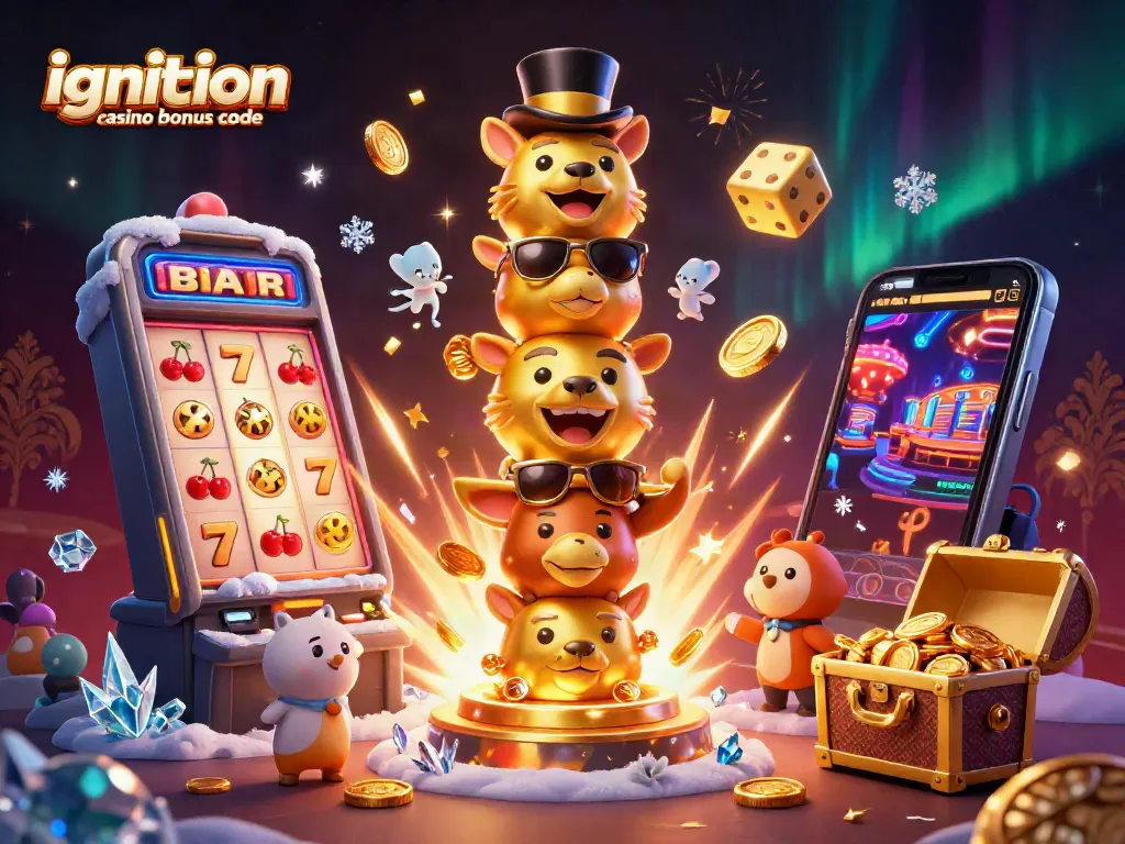 Experience excitement with the ignition casino bonus code in a vibrant casino-themed illustration.