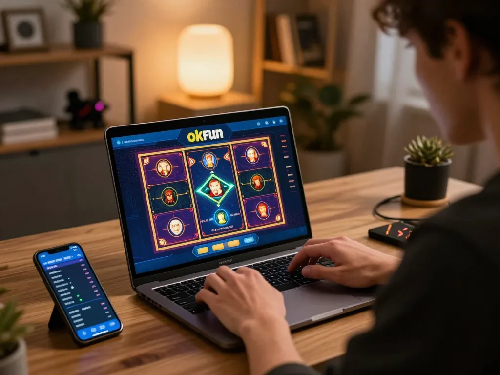 Engaging with the okfun app for online casino betting, showcasing vibrant game graphics and strategic gameplay.